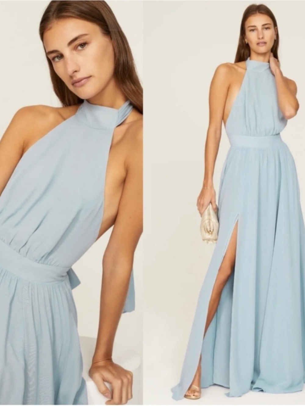 Reformation Andee Gown Maxi Dress in Blue Size 6 - Picture 4 of 14